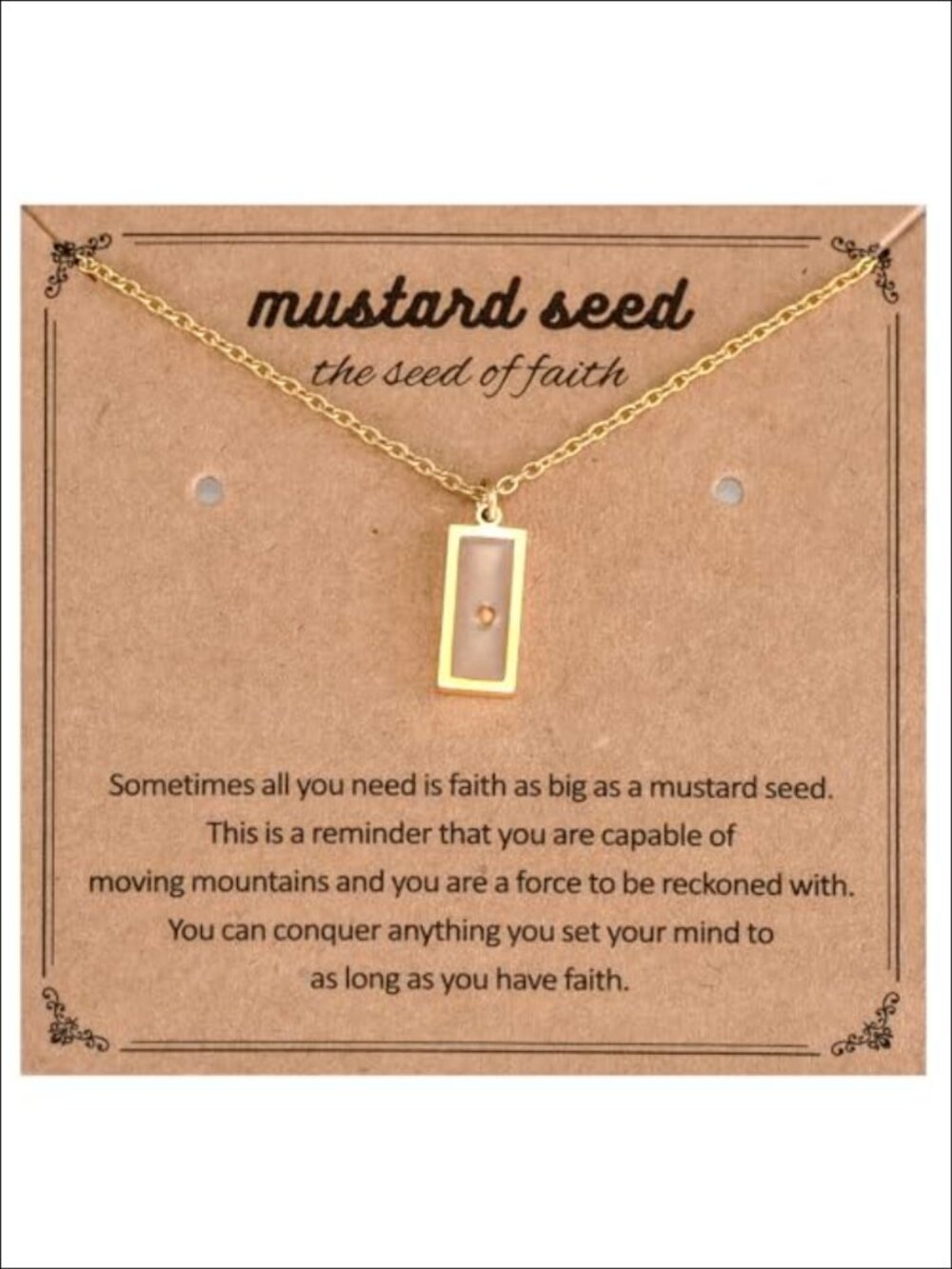 Mustard Seed Pendant Necklace Stainless Steel Christian Faith Jewelry Gift